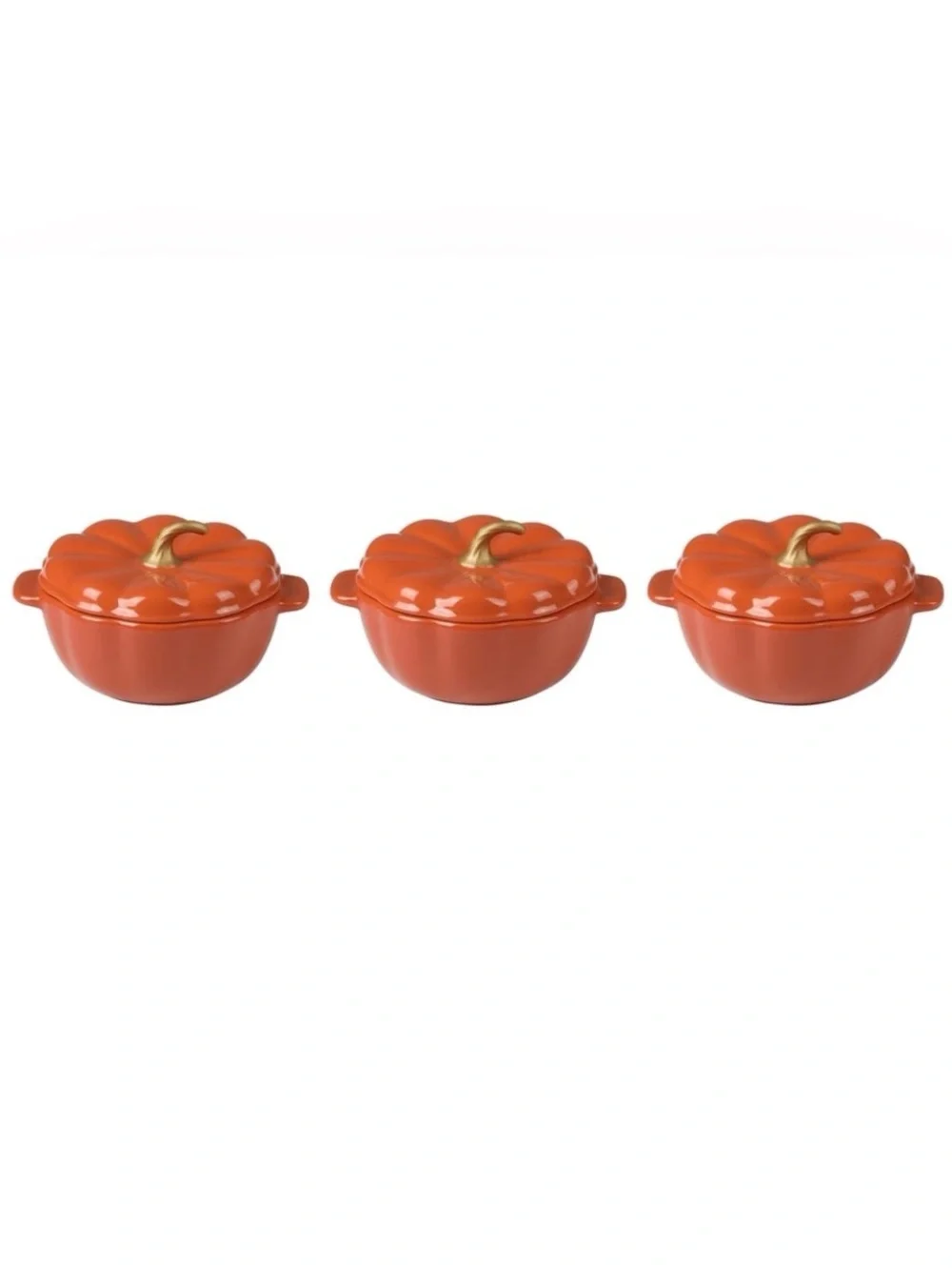 Mini 🌺 New Pioneer Woman Ceramic Orange Pumpkin MINI Coquette, Qty 3